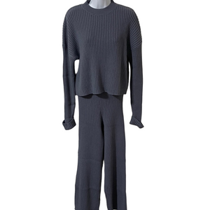 Sincerely Jules Two Piece Ribbed Knit Set Slate Grey Size Large